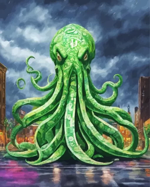 Green Kraken Diamond Painting