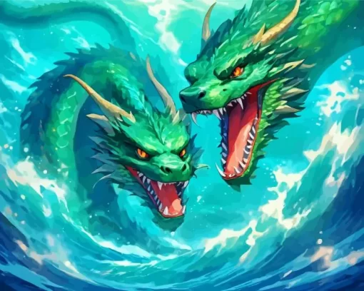 Green Sea Dragons Diamond Painting