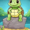 Green Turtle Cartoon Diamond Painting