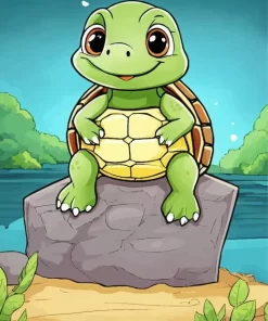 Green Turtle Cartoon Diamond Painting