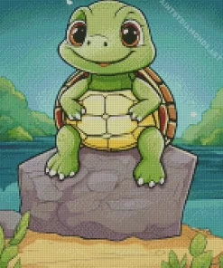 Green Turtle Cartoon Diamond Painting