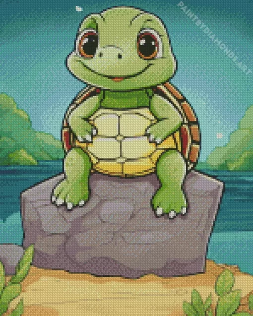 Green Turtle Cartoon Diamond Painting