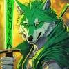 Green Wolf Warrior Diamond Painting