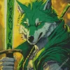 Green Wolf Warrior Diamond Painting