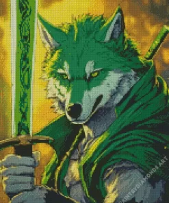 Green Wolf Warrior Diamond Painting