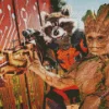 Groot And Rocket Racoon Characters Diamond Painting