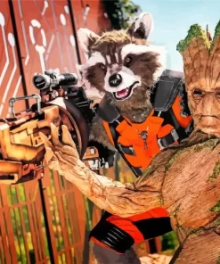 Groot And Rocket Racoon Characters Diamond Painting