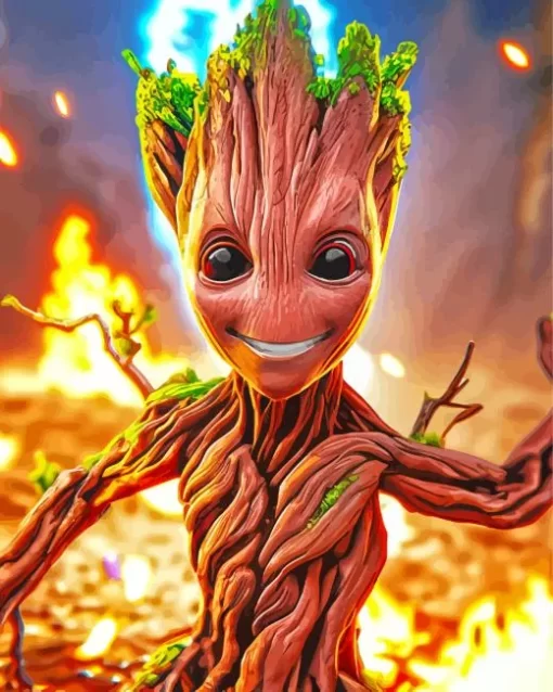 Groot Fire Diamond Painting