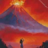 Lady Watching Volcano Diamond Painting