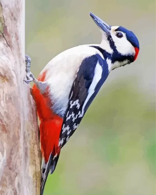 Lonely Great Spotted Woodpecker Diamond Painting