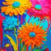 Pink Blue And Yellow Flowers Diamond Painting