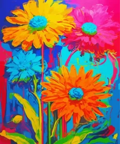 Pink Blue And Yellow Flowers Diamond Painting