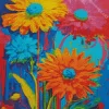 Pink Blue And Yellow Flowers Diamond Painting