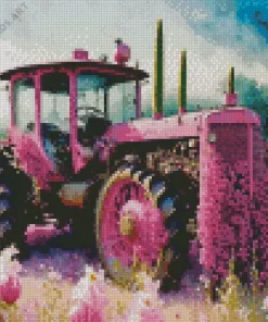 Pink Tractor Diamond Painting