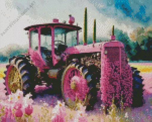 Pink Tractor Diamond Painting