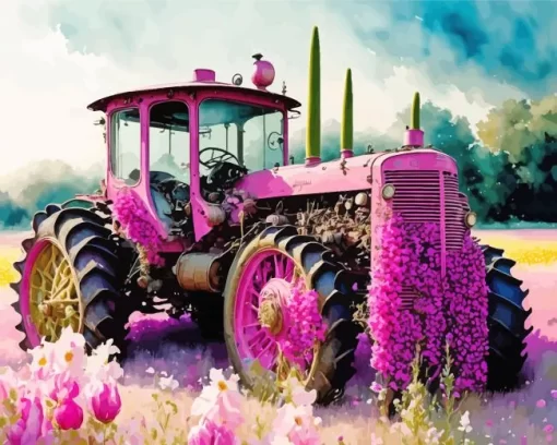 Pink Tractor Diamond Painting