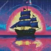 Pirate Ship Silhouette Diamond Painting