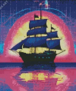 Pirate Ship Silhouette Diamond Painting