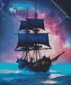 Pirate Ship Silhouette Art Diamond Painting