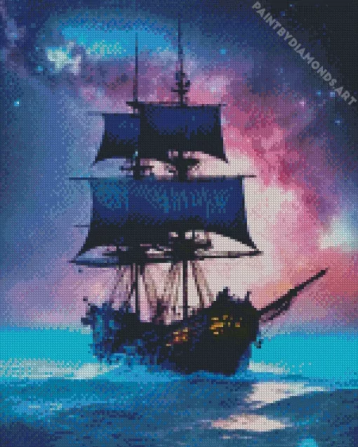 Pirate Ship Silhouette Art Diamond Painting