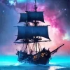 Pirate Ship Silhouette Art Diamond Painting