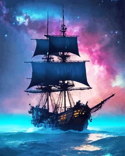 Pirate Ship Silhouette Art Diamond Painting