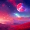 Red Galaxy Landscape Art Diamond Painting