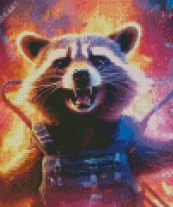 Rocket Raccoon Character Diamond Painting