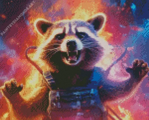 Rocket Raccoon Character Diamond Painting