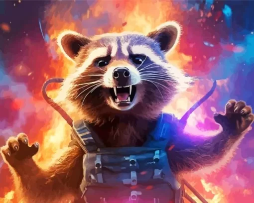 Rocket Raccoon Character Diamond Painting