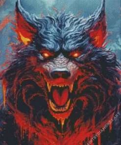 Scary Evil Black Wolf Diam