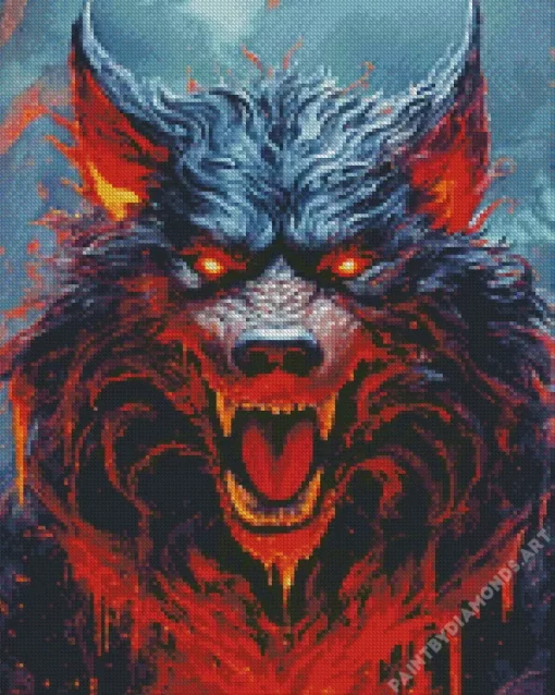 Scary Evil Black Wolf Diam