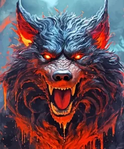 Scary Evil Black Wolf Diamond Painting