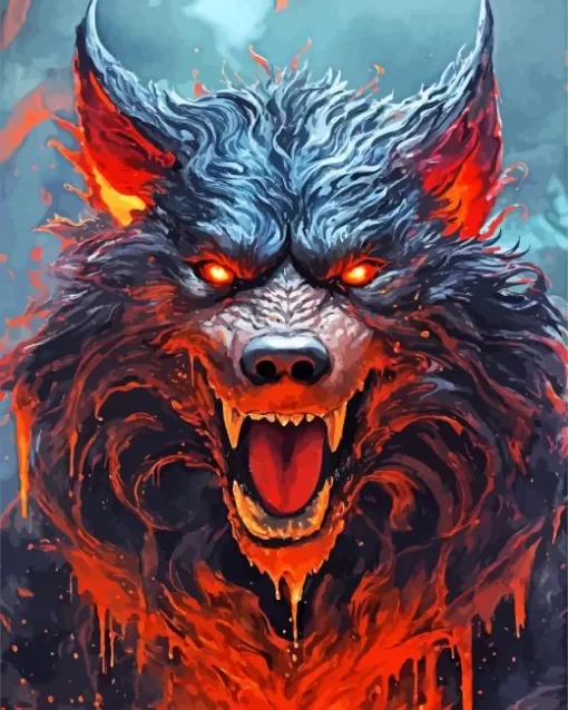 Scary Evil Black Wolf Diamond Painting