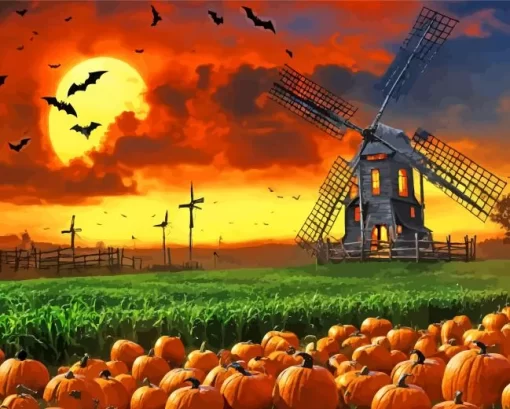 Scary Farm Windmill Diamond Painting