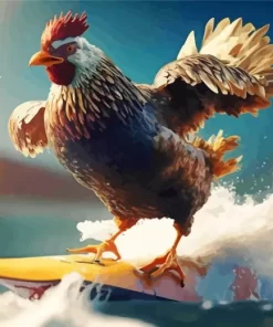 Surfing Chicken Diamond Painting