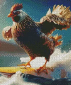 Surfing Chicken Diamond Painting