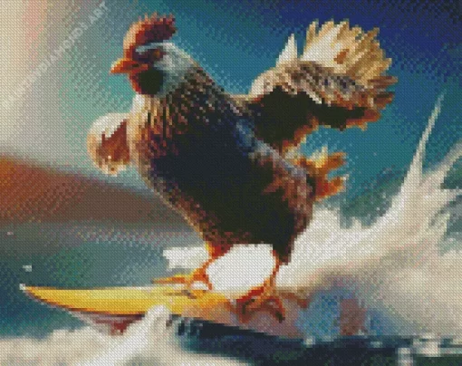 Surfing Chicken Diamond Painting