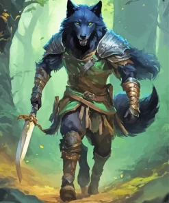 Warrior Wolf With Green Eyes Diamond Painting