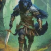 Warrior Wolf With Green Eyes Diamond Painting