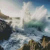 Waves Crashing On Rocks Diamond Painting