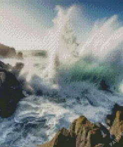 Waves Crashing On Rocks Diamond Painting