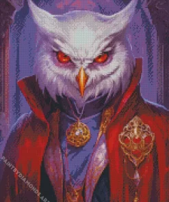 White Evil Owl Art Diamond Painting