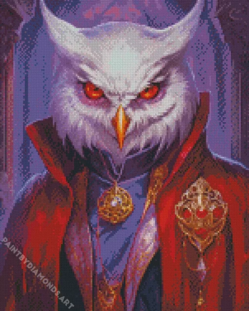 White Evil Owl Art Diamond Painting