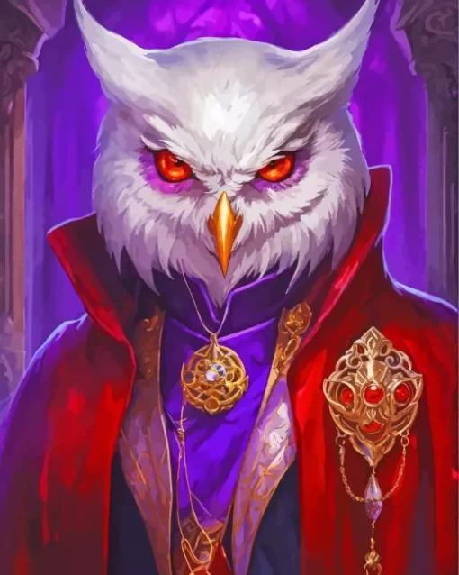 White Evil Owl Art Diamond Painting