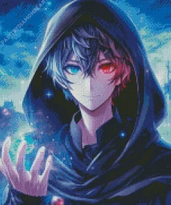 Anime Character Blue And Red Eye Diamond Painting