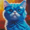 Baby Blue Cat Wearing Glasses Diamond Painting