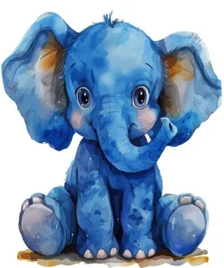 Baby Blue Elephant Diamond Painting