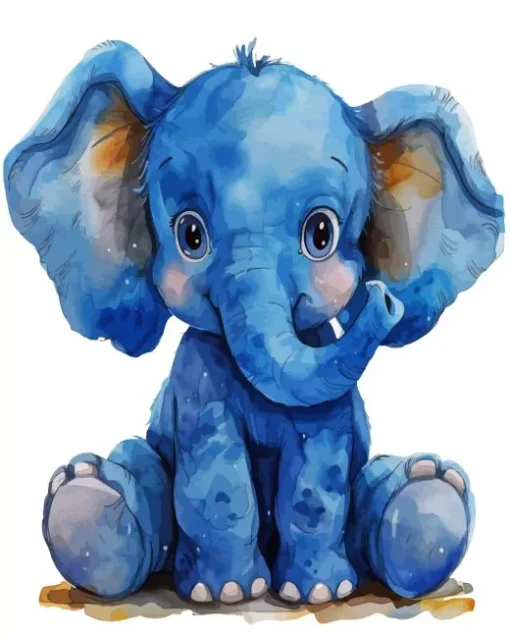 Baby Blue Elephant Diamond Painting