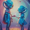 Blue Alien Couple Diamond Painting